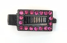 Vintage Bright Pink Rhinestone Mini Metal Claw Jaw Hair Clip Pin