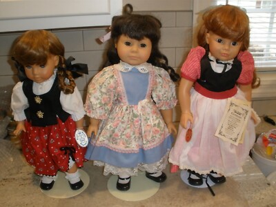 ENGEL PUPPEN DOLLS WITH OUTFITS AND STANDS, TAGS (YOU CHOOSE)