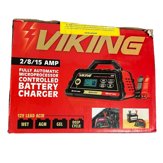 Viking 2/8/15 Amp Automatic Microprocessor Controlled Battery Charger