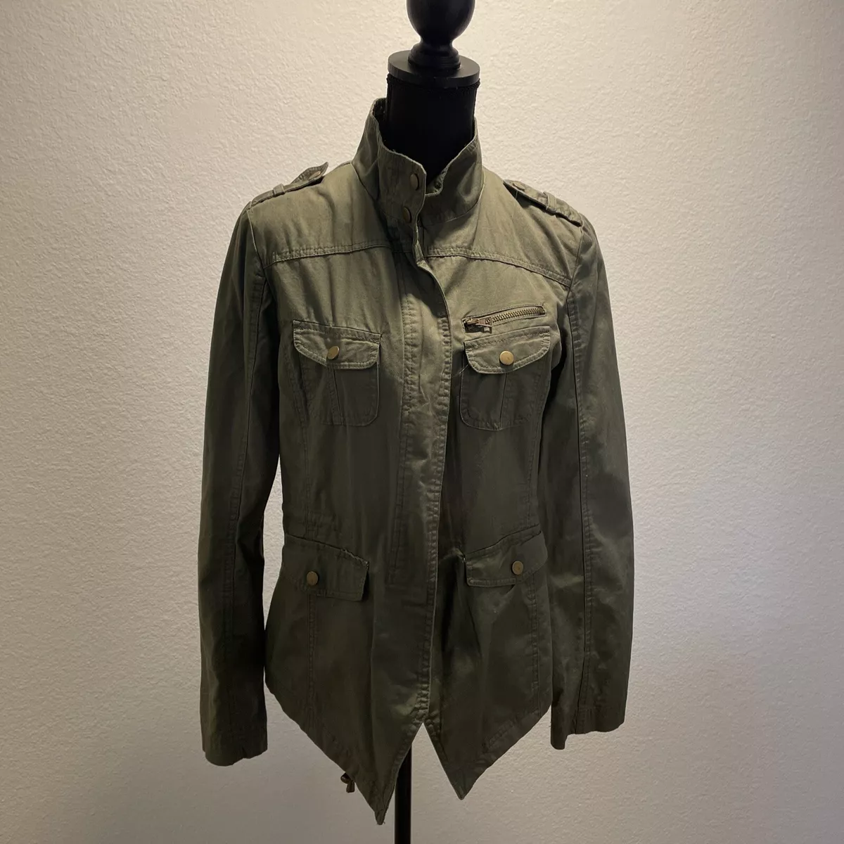 New Look Womens Military Style Army Jacket SZ M Oliver Green | eBay