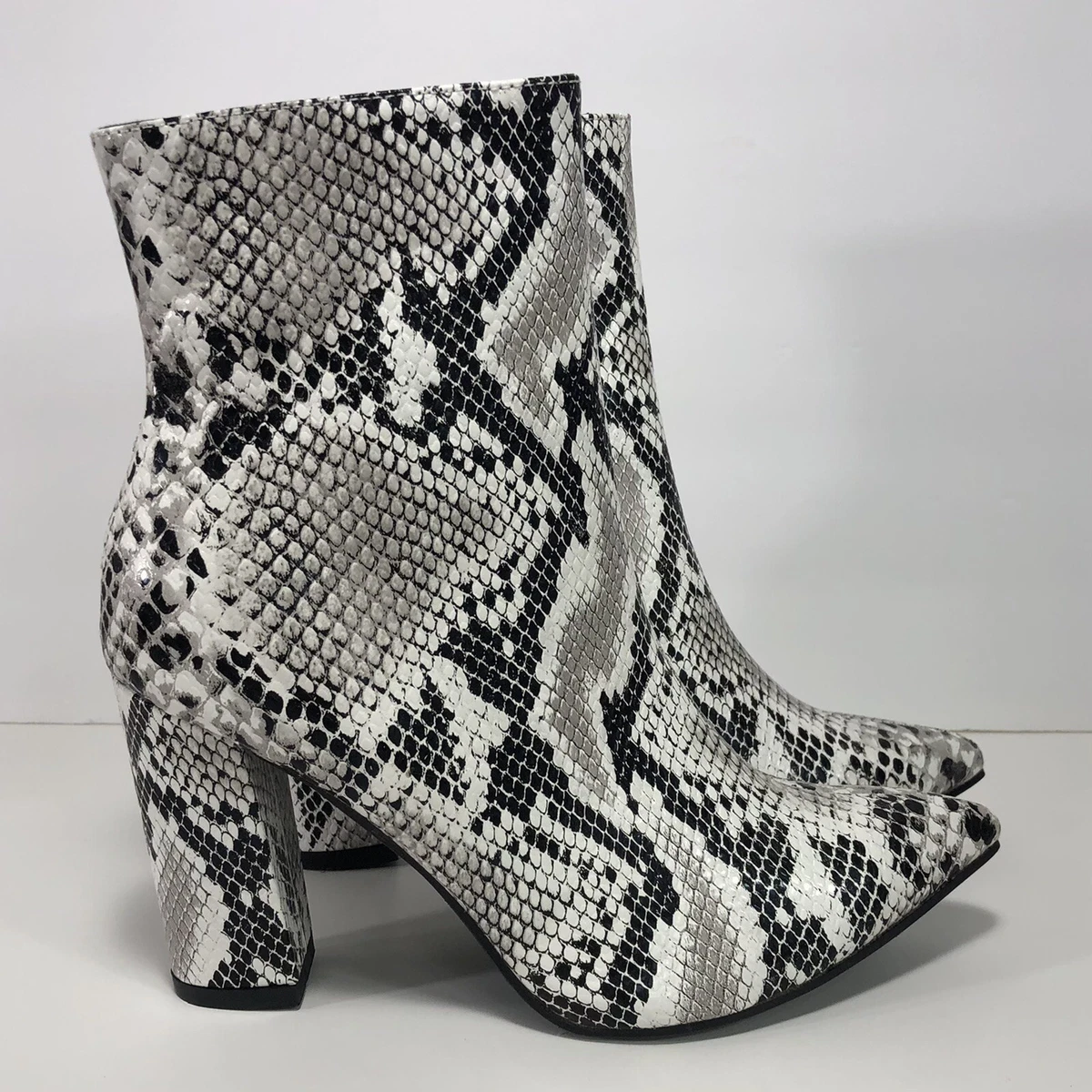 She In High Heel Snakeskin Designer Ankle Boots