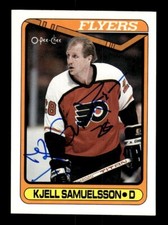 KJELL SAMUELSSON SIGNED 1990-91 O-PEE-CHEE #61 PHILADELPHIA FLYERS ON-CARD AUTO