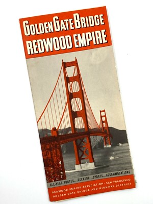 Golden Gate Bridge Redwood Empire Map and Information Guide c1940