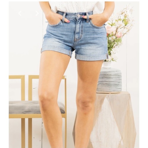 Kancan denim cuffed high rise shorts 