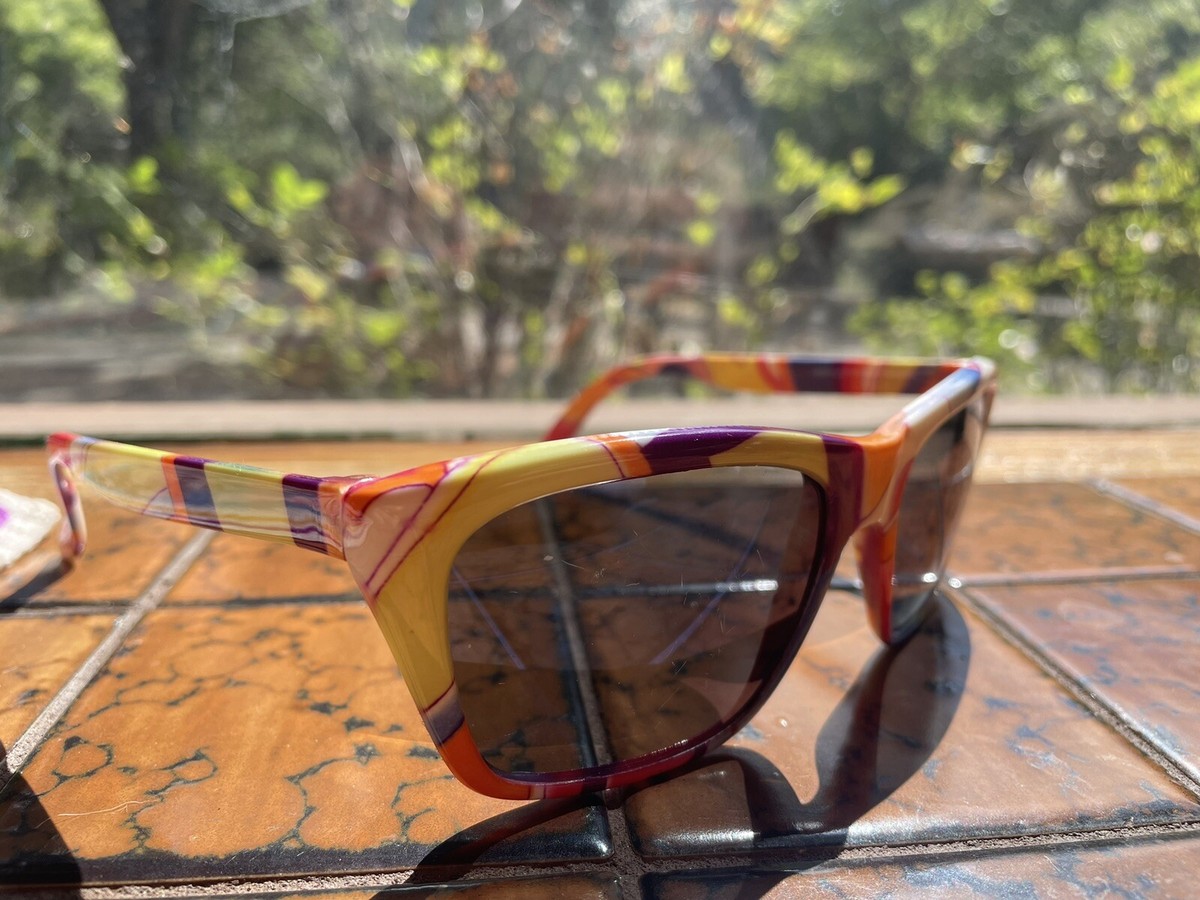 Vintage Bolle 527 Acrylex Fun Pattern Sunglasses w/ Blue 