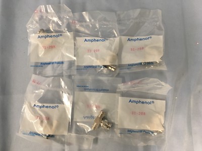 6 NEW Amphenol 31-208 BNC Plug-Jack Connector Tee Adapter