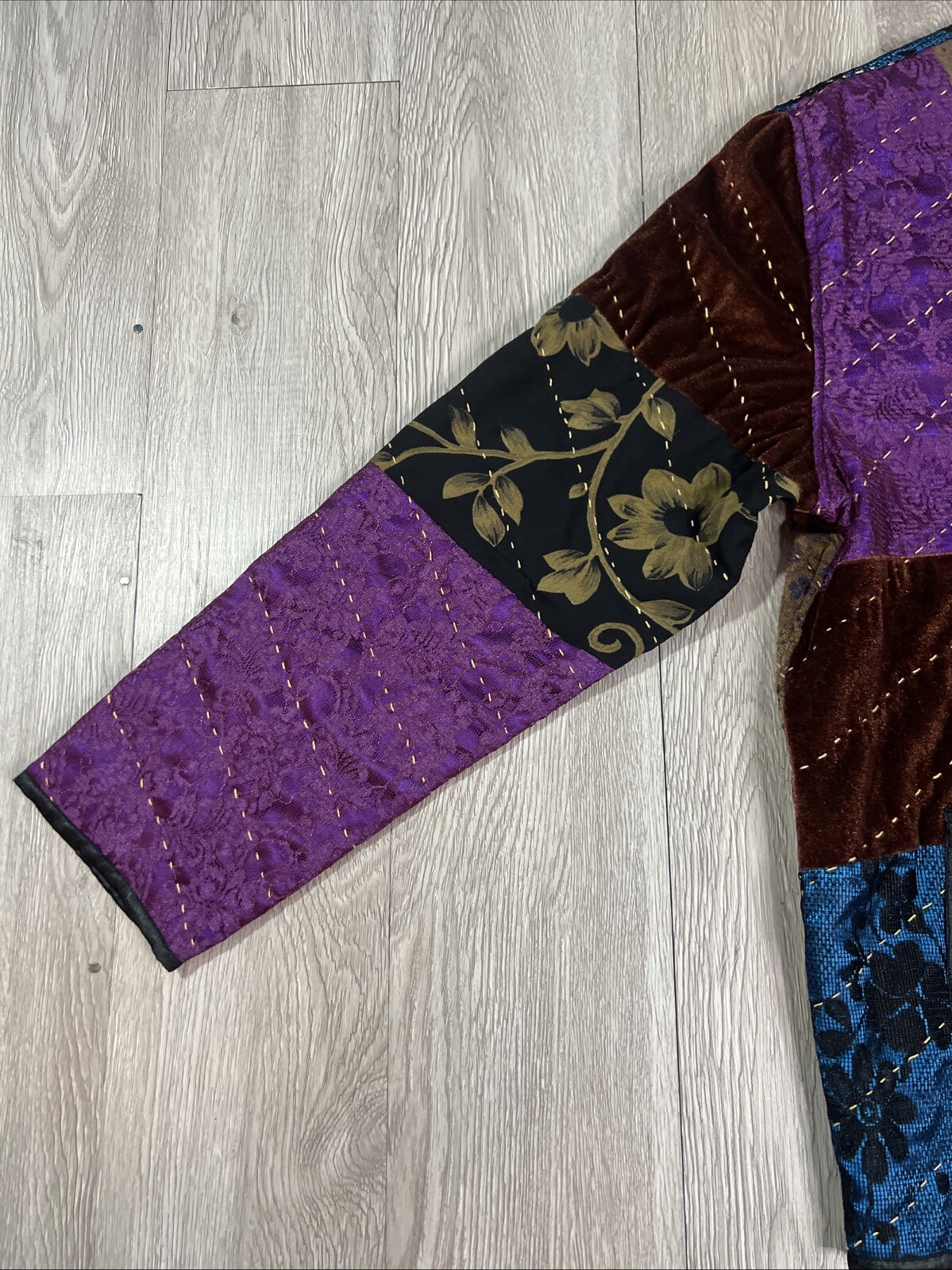 Indigo Moon Embroidered Tapestry Patchwork Jacket… - image 9