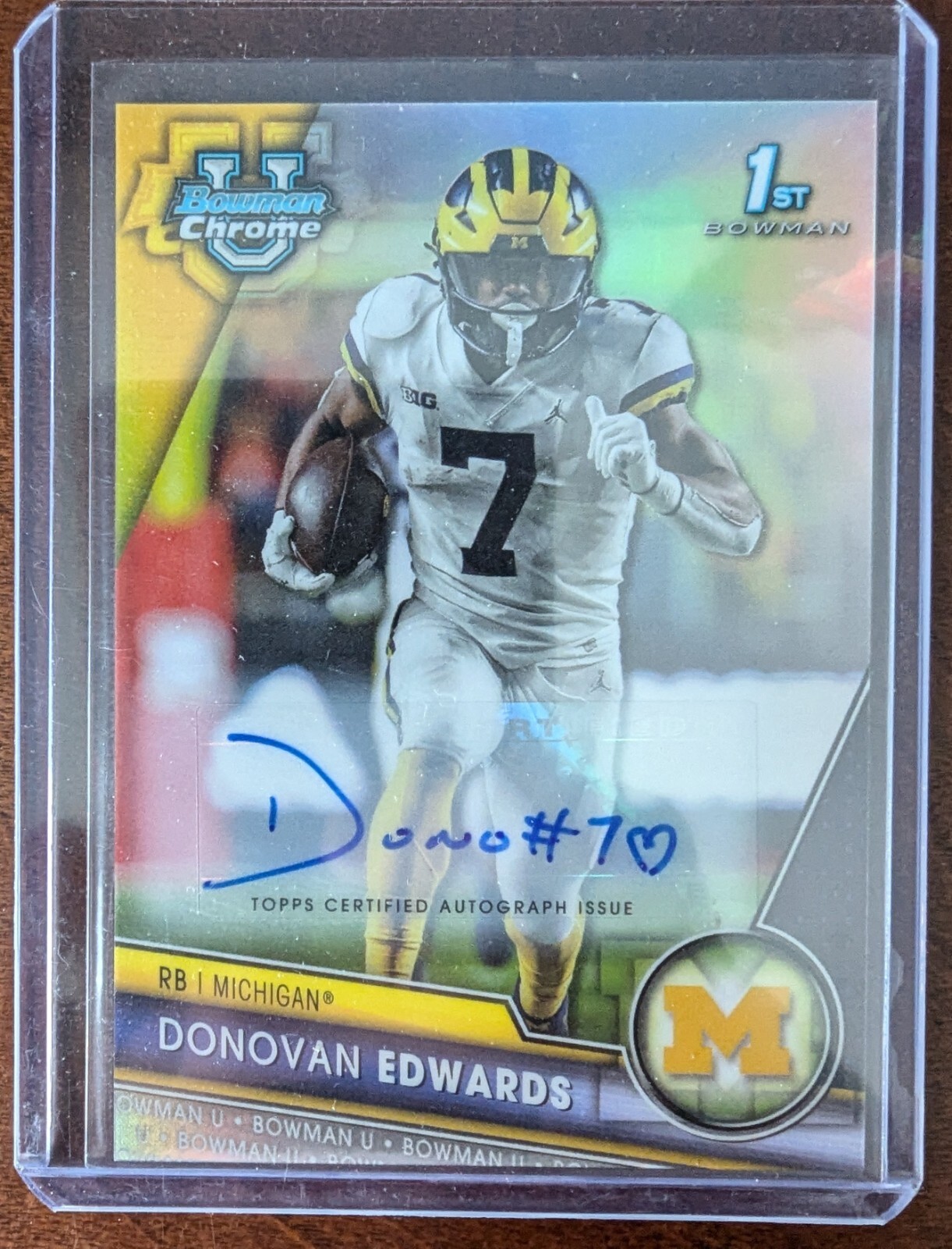2023 Bowman University Chrome #42 Donovan Edwards Chrome Auto Refractor #/499