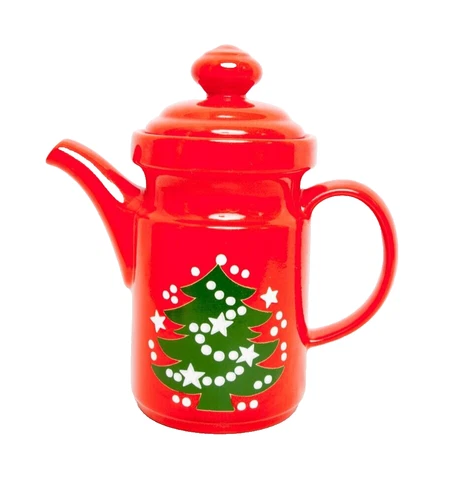 Vintage Waechtersbach West Germany Christmas Tree Coffee Pot  Red Ceramic Teapot