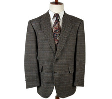 VTG Pendleton Wool Blazer Sport Coat Mens 42R Brown Glen Plaid Tweed