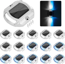 16-Pack Blue/White Solar Powered Driveway Pathway Garden Yard Dock Deck Lights
