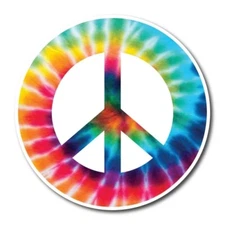 Magnet Me Up Magnet Me Up Tie Dye Peace Sign 5" Round Magnet Heavy Duty for Car