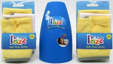RAZZ Baby Tub Time Bath Rinse Cup 6 Wash Cloths Blue Yellow Toddler Kid BPA Free