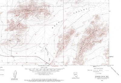 Striped Hills Quadrangle Nevada 1961 USGS Topo Map 7.5 Minute Topographic