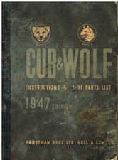 PREISTMAN CUB MkIV & WOLF MkII ORIG 1947 FACTORY INSTRUCTION MANUAL & PARTS LIST