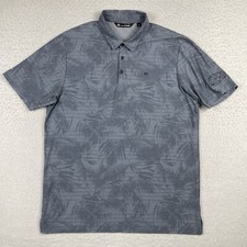 Travis Mathew Polo Shirt Mens Large Gray Floral Golf Travel Vacation Office