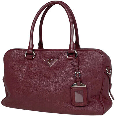 PRADA with logo Hand Bag 2WAY Shoulder Bag Hand Bag leather PRADA with logo Hand Bag 2WAY Shoulder Bag Hand Bag leather