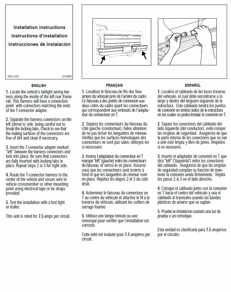 Kit de arnés de cableado de remolque para 86-93 Dodge D/W 150 250 350 Ramcharger Dakota Foto 2 de 2