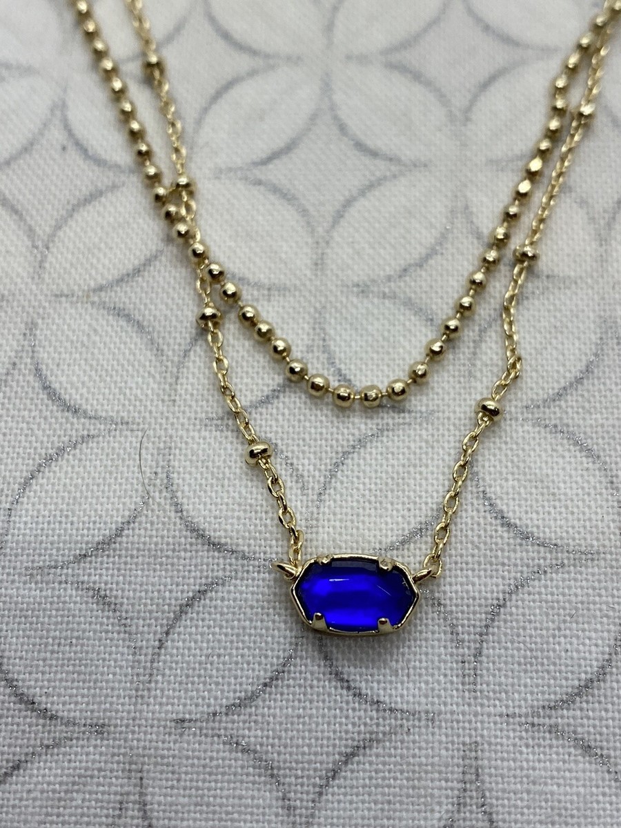 Kendra Scott Emilie Multi Strand Necklace in Gold Tone Cobalt blue