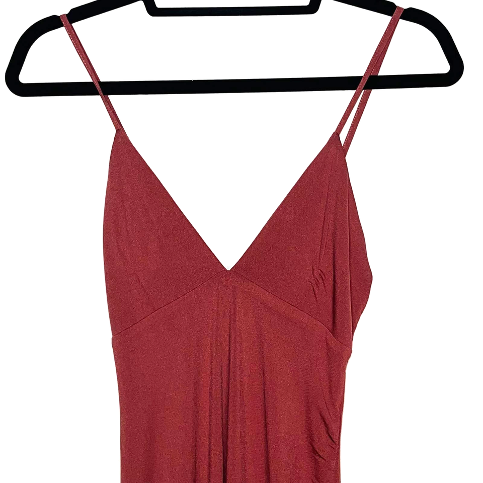 Dance & Marvel Womens VNeck Spaghetti Strap Stretch Midi Dress Rose M