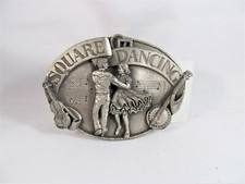 Vintage Pewter Square Dancing Belt Buckle Siskiyou Buckle Co made in USA