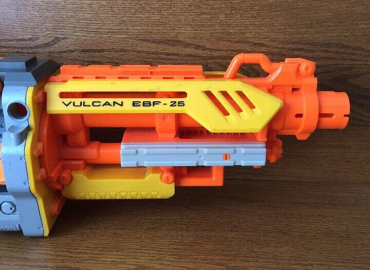 Nerf Vulcan EBF-25 Yellow And Orange Automatic Toy Dart Gun