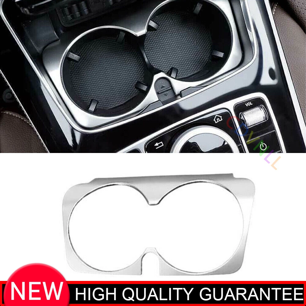 Central Console Water Cup Frame Trim For Benz E-Class W213 2016-21 Silver Steel