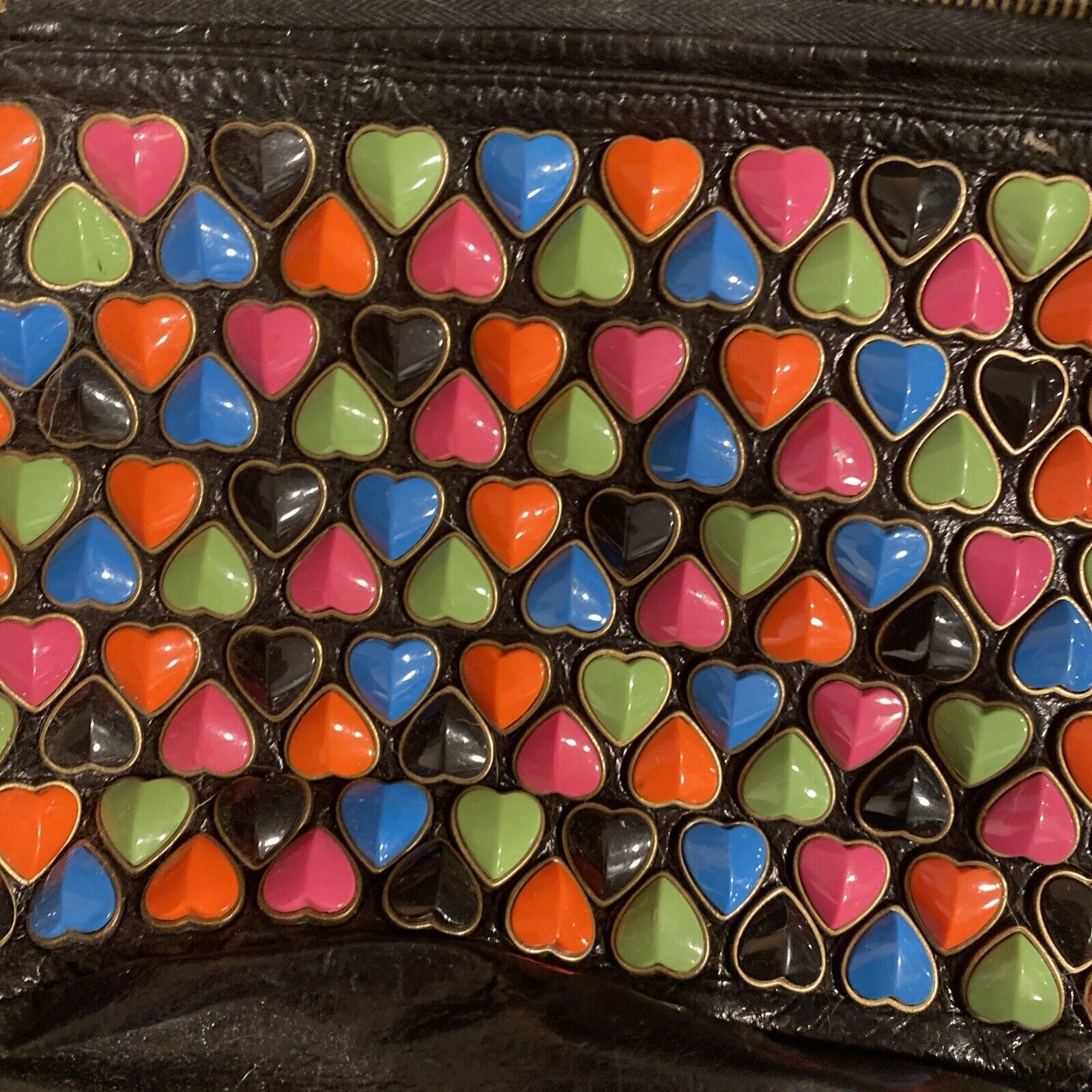Vintage Betsey Johnson Rainbow Candy Heart  Leath… - image 4