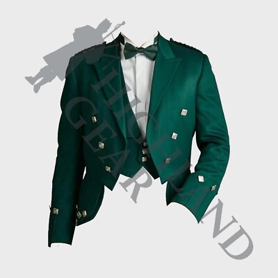 Scottish Men's Green Prince Charlie Jacket