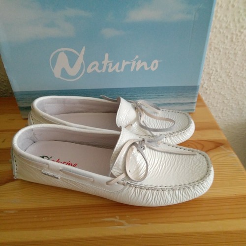 Neu Naturino Mädchen Schuhe Gr 36 Lackleder weiss Noppensohle federleicht - Bild 3 von 4