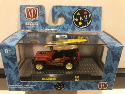 1/64 M2 MAUI 1944 JEEP MB RED AND TAN TOP & SURF BOARD