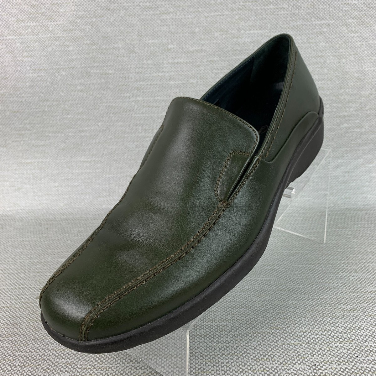 Stonefly Comfort Loafers Green Leather Round Toe Slip On Shoes