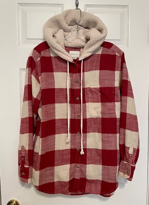 Veste chemise à capuche femme American Eagle rouge moyen crème à
