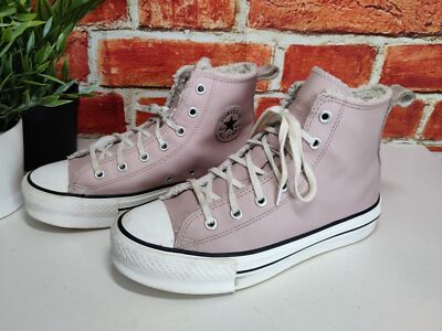 CONVERSE CHUCK TAYLOR PINK SNEAKER UK 4 EU 37 LEDER SHERPA GEFÜTTERT MÄDCHEN SCHUHE