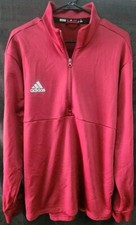 Adidas Mens Track Jacket Red Maroon Size XL Aeroready Pullover 1/4 Zip Up