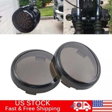 2pcs Turn Signal Light Smoke Lens Covers For Harley Touring Electra Road Glide