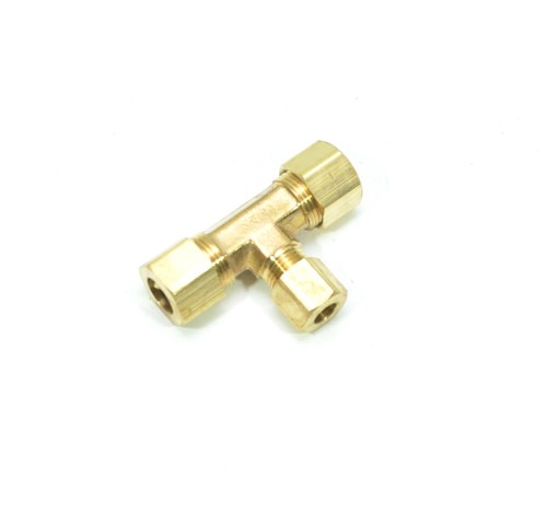 3/8" -1/4 Tube OD Tee Brass Compression Fitting Plumbing Adapter Water Oil Gas - Picture 2 of 6