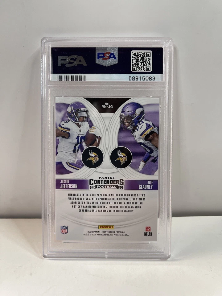 2020 Panini Contenders Football Justin Jefferson /Galdney Rookie RNJG PSA 10 - Image 2 of 2