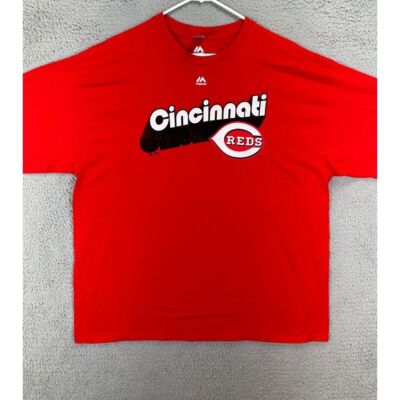 Majestic Shirt Adult 2XL Red Cincinnati Reds Baseball Tee Long