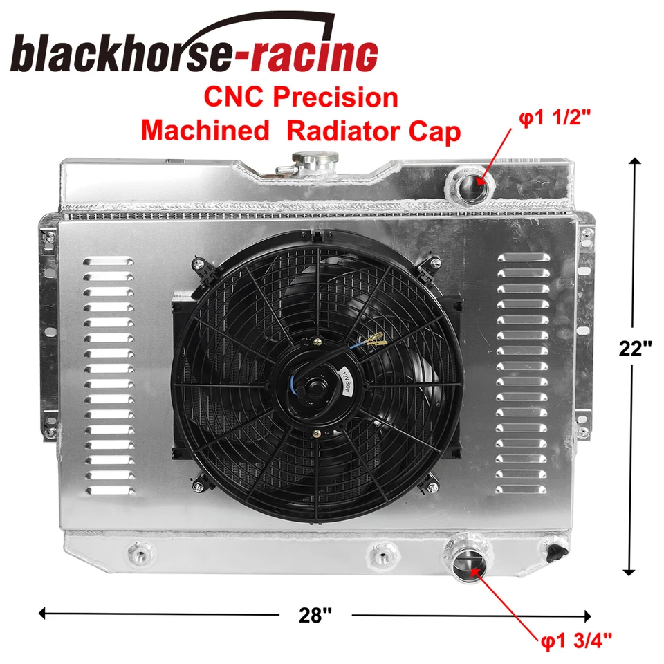 3 Row Radiator+Shroud Fan For 1959-1965 Chevy Bel Air Impala El Camino Chevelle Foto 2 de 4