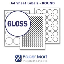 Runde & Ovale Etiketten auf A4 Blatt - Etiketten Aufkleber f&uuml;r Laser Inkjet *GLANZ*