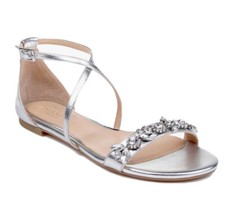 JEWEL BADGLEY MISCHKA Tessy sz 7.5 Runs large Embellished Sandal silver