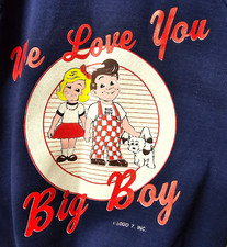 Big Boy Diner Graphic Sweatshirt M 10 12 Child Crew Neck Blue Logo 7 USA Vintage