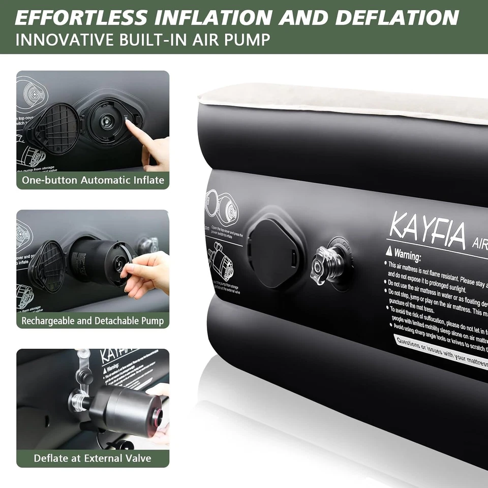 Kayfia 18'' Air Mattress with Wireless Pump | Quick Inflate, Home & Camping - Image 3 of 4
