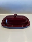 VTG FIESTA-WARE 1/4 lb Covered Butter Dish Claret Wine  Retired Fiesta USA VGC