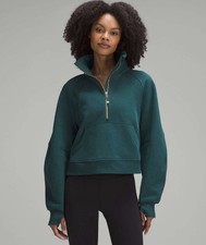 Lululemon Scuba Oversized Funnel Neck Half Zip Crop Pullover Storm Teal M/L