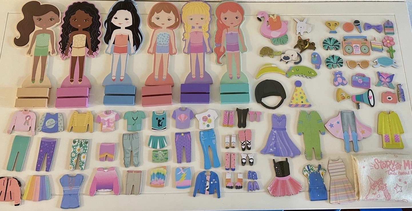 6 Dolls W/stands & Accessories