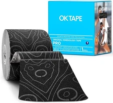 OK TAPE PRO Kinesiology Tape Uncut Roll, Elastic Physical 1 pack, Black a 