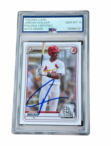 Jordan Walker Signed Card 1st Bowman Auto Base St. Louis Cardinals PSA 10