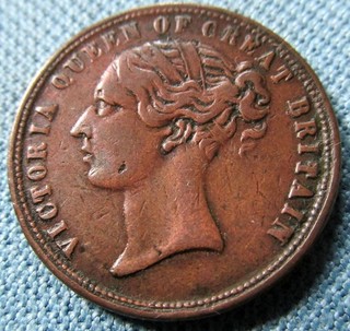 c. 1840s Dublin Ireland Merchant Victorian Farthing Token Cannock White Shamrock